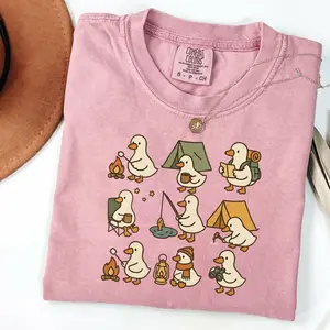 Cute Goose Camping Shirt, Funny Outdoor Adventure Tee, Cozy Camper Comfort Colors Shirt, Hiking Duck Gift for Nature Lovers Summer Casual
