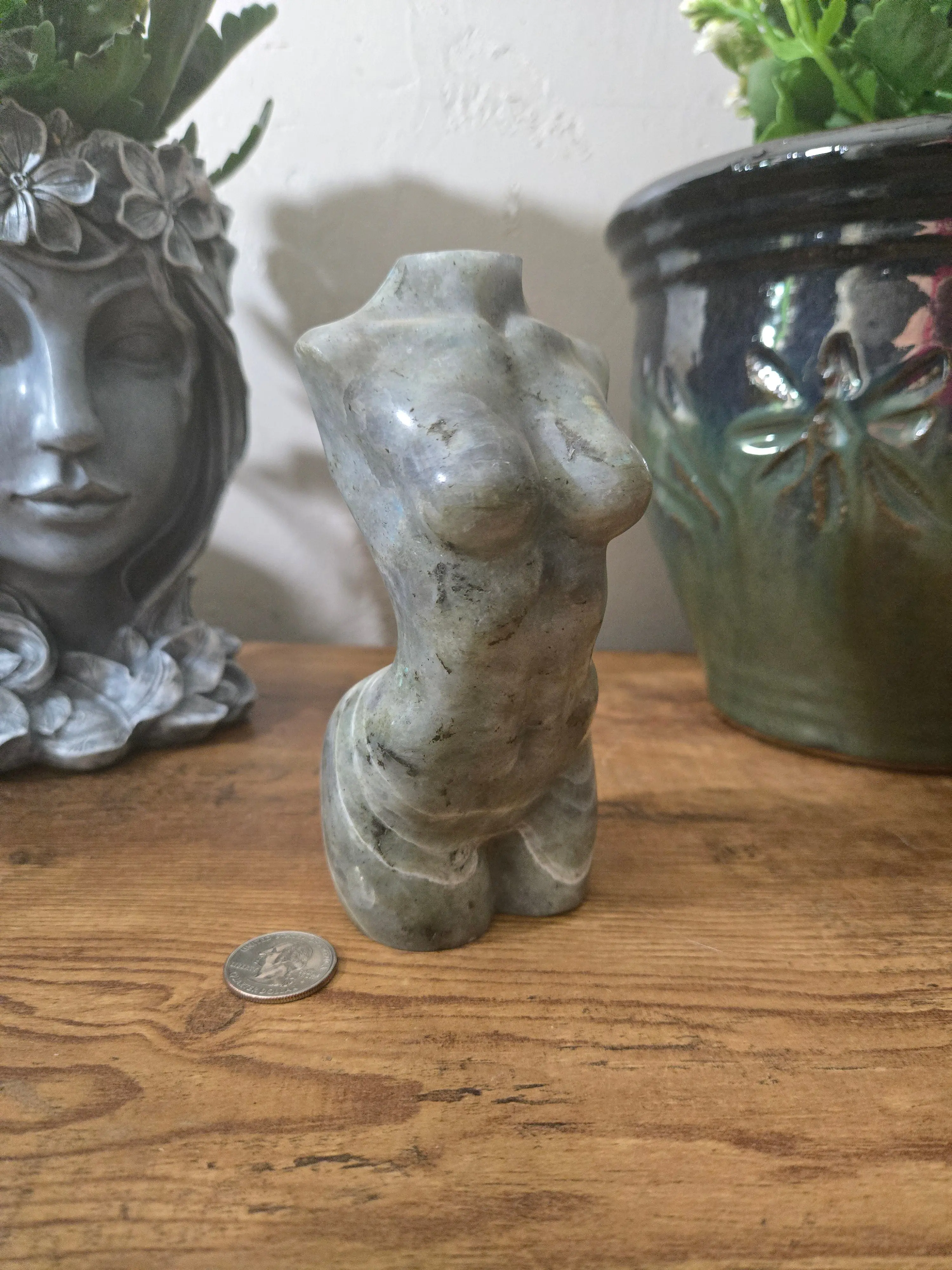 Labradorite Stone Goddess Body Carving - Spiritual, Mystical, Protective Energy Guard Home Decor Statue, Home Supplies Ornament