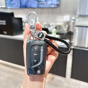 Soopcase for Toyota flip Key fob Cover Soft TPU Key Case Cover With Keychain for fortuner Tundra Camry RAV4 Challenger Key Shell