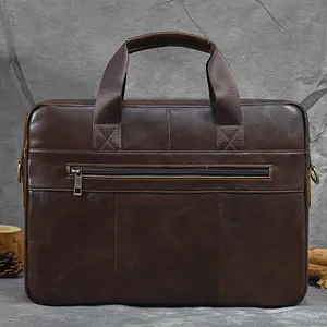 Men'S Genuine Leather Briefcase for Business Trips, 15.75inch Laptop Bag, Cowhide Shoulder Crossbody Bag.