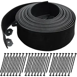 50 FT Landscape Edging No Dig [Extra Tall 4 Inch High] with 45 Spikes, Heavy-Duty Plastic Garden Edging Border (Black, 50 FT) (Black, 50FT)