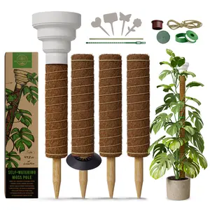 Moss Pole Monstera Plant Support Stakes - 2x26.4 or 48.7" Unique Self-Watering, Extendable Coco Coir Pole for Climbing Plant Supports for Potted Plants Indoor, Totem Pole for Pothos
