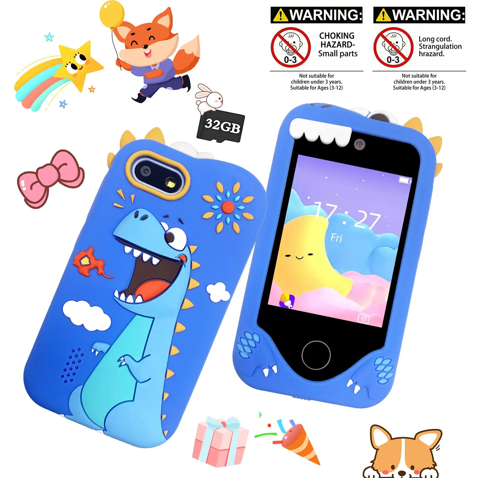 Life Recording Kids' Educational Toy Phone Learning Tool - 32GB Memory Card Compatible, HD Screen & Audio Player - Multiple Games, Perfect for Family Gatherings, 3-12 Years Birthday Surprise