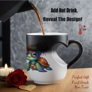Thermosensitive Ceramic Mug Rainbow Turtle, Magic Color-Changing Mug, 11 Oz/330 Ml, Coffee Mug, Christmas Gift for Friends