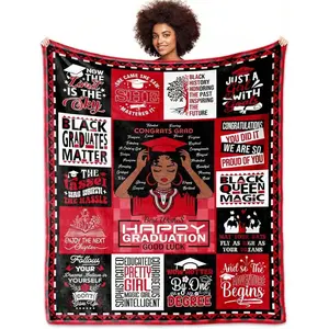 2026 Graduation Flannel Blanket, Graduation Gift for Black Queen, Soft Cozy Lightweight Portable Throw Blanket for Sofa Bed Car Office, Perfect for Graduation Ceremony, Party, Travel Camping and Unisex Gifting daughter