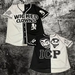Split Colors Black/White Wicked Clowns Baseball Jersey, ICP Juggalo Jersey, Gift For Him, Gift For Her, For Any Season, Classic Styles