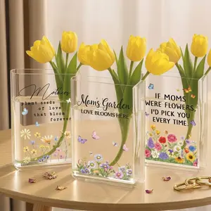 Mothers Day Acrylic Book Vase, Mom Garden Flowers Vases, Happy Mother's Day, Gift for Mama from Daughters Son