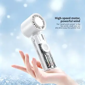 2026 New Model: Portable Handheld Mini Fan — Foldable, Neck-Hanging, High-Speed ​​Turbine, Ultra-Long Battery Life, with LED Light