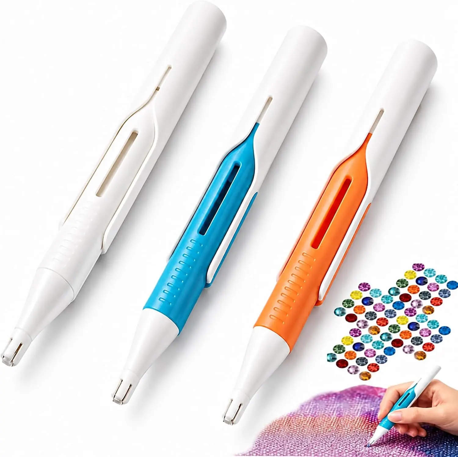 Automatic Diamond Painting Bead Dispenser, No Wax Needed Art Pen，White | For 2.8mm Round Drills, DIY Crafts, For Adults, No Wax Required, Accessories Kit