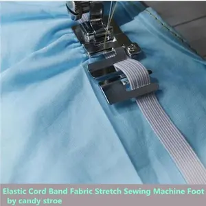 Elastic Cord Band Fabric Stretch Home Sewing Machine Domestic Narrow Rolled Hem Sewing Machine Part Accessories Foot Presser Sewing Supplies Crafts#9907-6