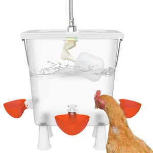 Automatic Chicken Water Feeder with 3 Watering Cups Self-Filling Poultry Waterer with Float Vlave