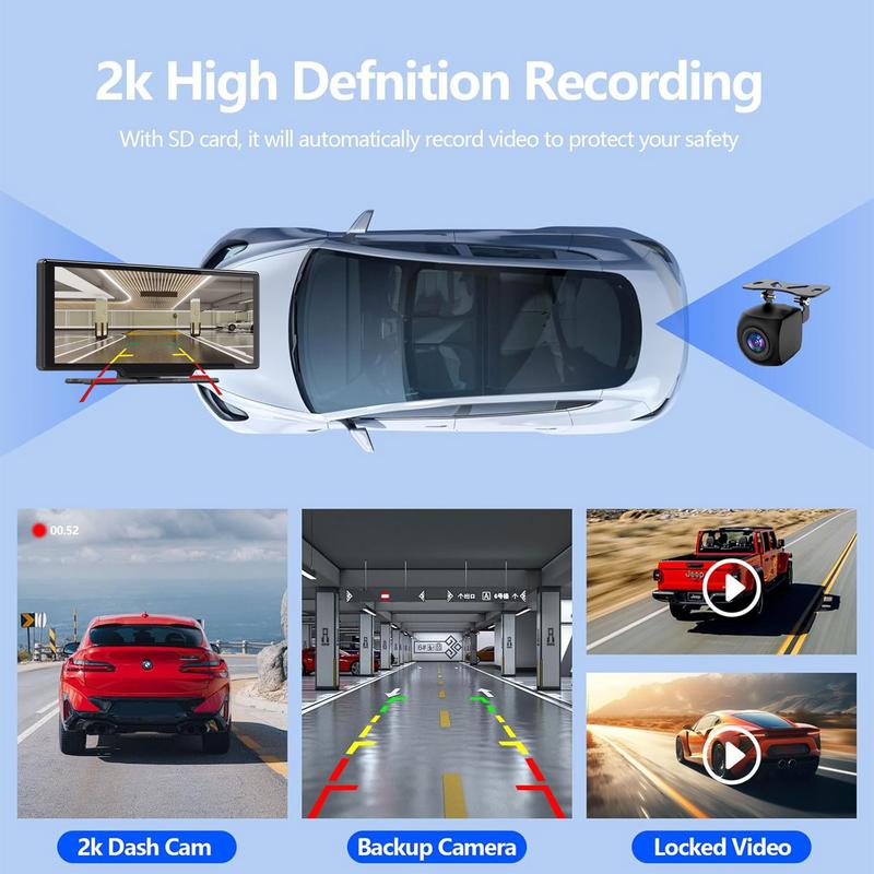 2026 Wireless CarPlay Screen, 8.1" Portable Touchscreen Car Stereo with CarPlay & Android Auto, 1080P Backup Camera, Bluetooth, Mirror Link, GPS Navigation Backup Camera for All Vehicles