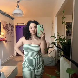 Women's Striped Print Crop Tube Top & Wide Leg Pants Set, Street Fashion Casual Two-piece Set for Daily Wear, Women's Summer Clothes, Cute Summer Outfit