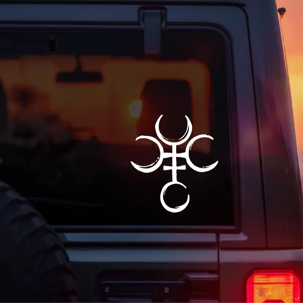 Hecate Symbol Vinyl Car Decal – Triple Goddess & Witchcraft Symbol Sticker for Car Window Laptop Tumbler – Pagan, Occult, Goddess & Gothic Spiritual Vinyl Decal