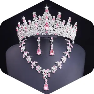 Tiaras and Crowns Set for Women Earrings Necklace Wedding Rhinestone Crystal Bridal Sets Costume Birthday Party Prom Gifts