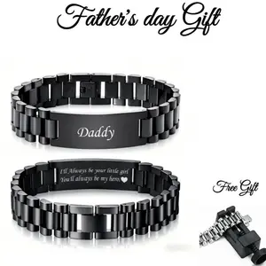 VNOX Masculine Watch Band Stainless Steel Link Bracelet Personalized Jewelry Gift for Men DAD Father Husband Boyfriend