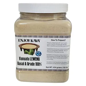 Vanuatu LEWENA Kava, Premium Natural Basal A Grade, Kava Roots with Approximately 8+ Kavalactone Content Smooth & Kava Root Powder, Kava Drink Powder with No Filler & Additives (1 LB/16 Oz Jar) Healthcare Tea Herbal Energy Supplement Edible