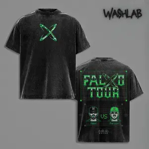 Retro Feid Ferxxo Tour Graphic Tee Washed – Double Sided Print Oversized Acid-Washed Heavyweight Cotton T-Shirt – Unisex Music Tour Tee, Perfect Gift for Music Fans and Lovers Menswear Tops