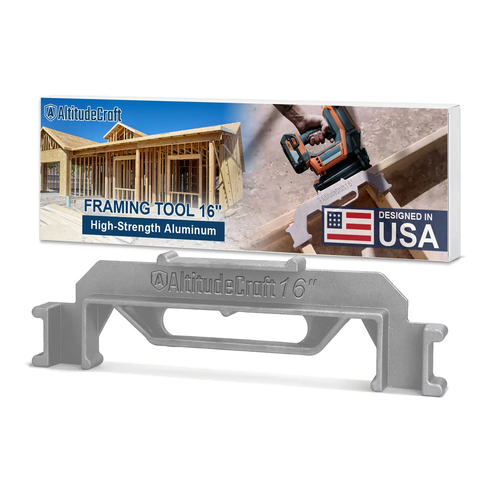AltitudeCraft 16''/24'' Stud Layout Tool for Framing – Precision Aluminum Framing Jig for Fast Wall Framing, Accurate Stud Spacing & Carpenter Projects