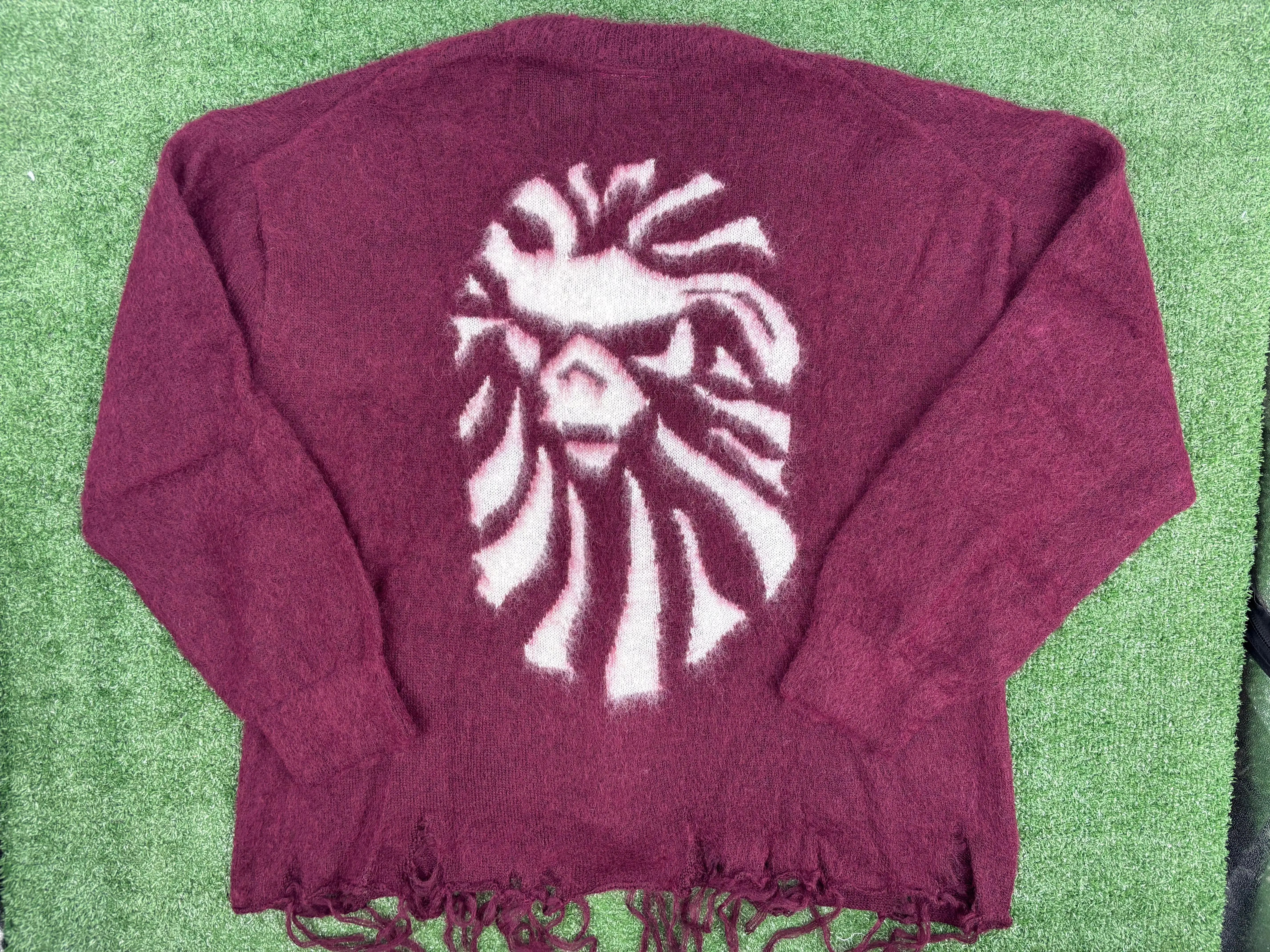 BAPE Black Japan Distressed Burgundy Cardigan Size XL (MSRP: $753.00)