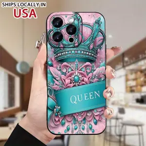 A Protective Case Shaped Like The Queen'S Crown, Made from Soft Black TPU Material, Perfect for Gifting on Occasions Such As Birthdays Or Holidays Like Easter, Valentine'S Day, The Muslim Holy Month.Iphone Models 16, 15, 14, 13, 12, And 11 Plus Pro Max.