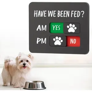 A gift for dog and cat，Dog Feeding Reminder Sign with Magnet, Pet Feeding Tracker with Have We Been Fed, Acrylic Slider Sign for Fridge, AM PM Feed Chart Sign with Yes No Option
