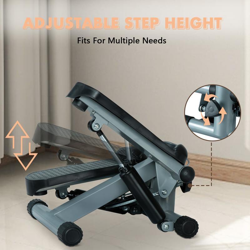 Home Workout Mini Stepper for Full Body Toning Stair Machine with Resistance Bands Small Space Friendly