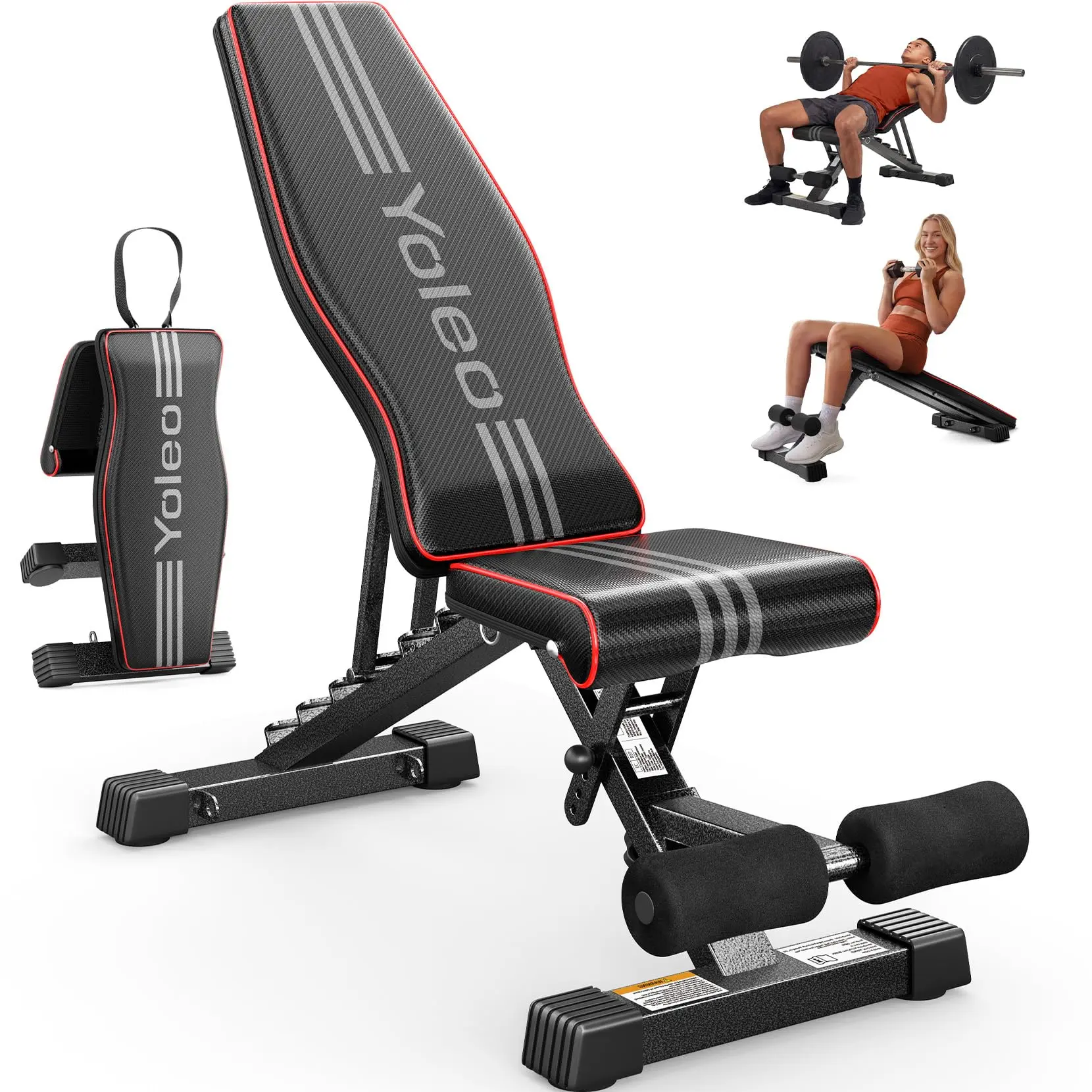 Yoleo Adjustable Weight Bench, Foldable Workout Bench for Home Gym Full Body Workout Strength Training, incline Decline Flat Utility Bench with Quick Adjustment