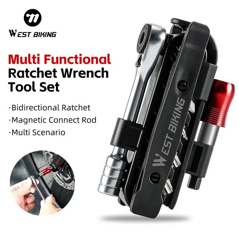 WEST BIKING Multi-Functional Ratchet Wrench Tool Set, Magnetic Rod Design, Durable & Versatile for Multiple Scenarios, Essential Bicycle Repair Kit, Commuter Bike Kit, Bike Accessories