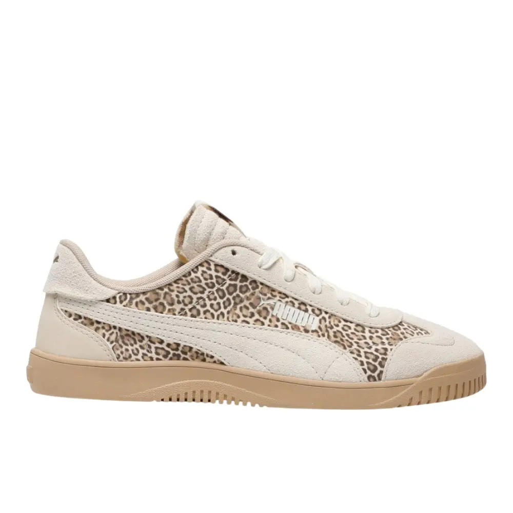 PUMA Womens Club 5V5 Animal Print Lace Up Sneakers Shoes Casual - Off White