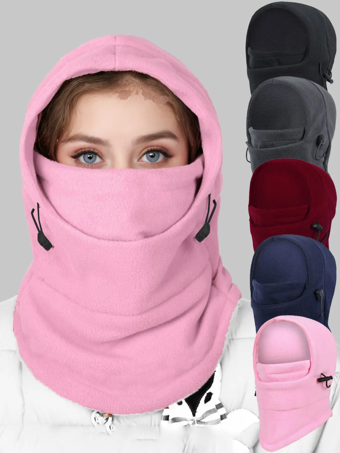 Unisex Windproof Hat Mask Scarf Set, Protective Gear, Fitted Warm Headwear for Winter Outdoor Cycling Skiing, Soft Plush Sports Accessory