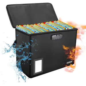 Fireproof Water-Resistant Comic Book Storage Box with Lock and Label Window, Moistureproof Heavy Duty Bin Holds 150-175 Comics Black