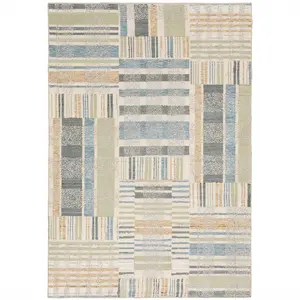 212 MAIN 9 x 12 ft. Green, Gray & Ivory Geometric Power-Loom Stain-Resistant Rectangle Area Rug, Contemporary, Durable Home Decor Rug, Contemporary Rugs, Durable Area Rugs