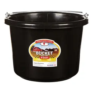 Little Giant 7404049 1-Piece 8 qt. Round Plastic Bucket - Black, Heavy-Duty, Impact-Resistant, One Piece, Round Bucket