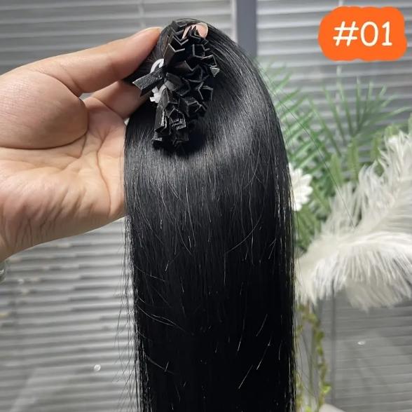 Capsule K Tip V Tip Fusion Keratin Human Hair Extensions, Brazilian Nail Hair 50pcs 30g 12-28 Inch, Silky Straight Natural Remy Hair, Invisible Pre-Bonded No Tangle No Shedding, Thick Soft Long-Lasting for Women Daily Party Salon Use