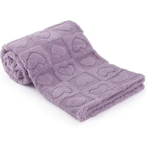Plush Soft with Heart Checkered  Blanket,Fleece   Blankets for Girls Boys,Warm Lightweight Breathable  Receiving Blankets for   30"x39"(Purple,Heart)