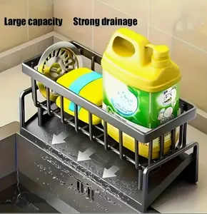 Heavy-duty Metal Stainless Steel Kitchen Sink Rack, Self-draining Sponge Drain Rack, Kitchen Sink Organizer And Detachable Brush Rack,