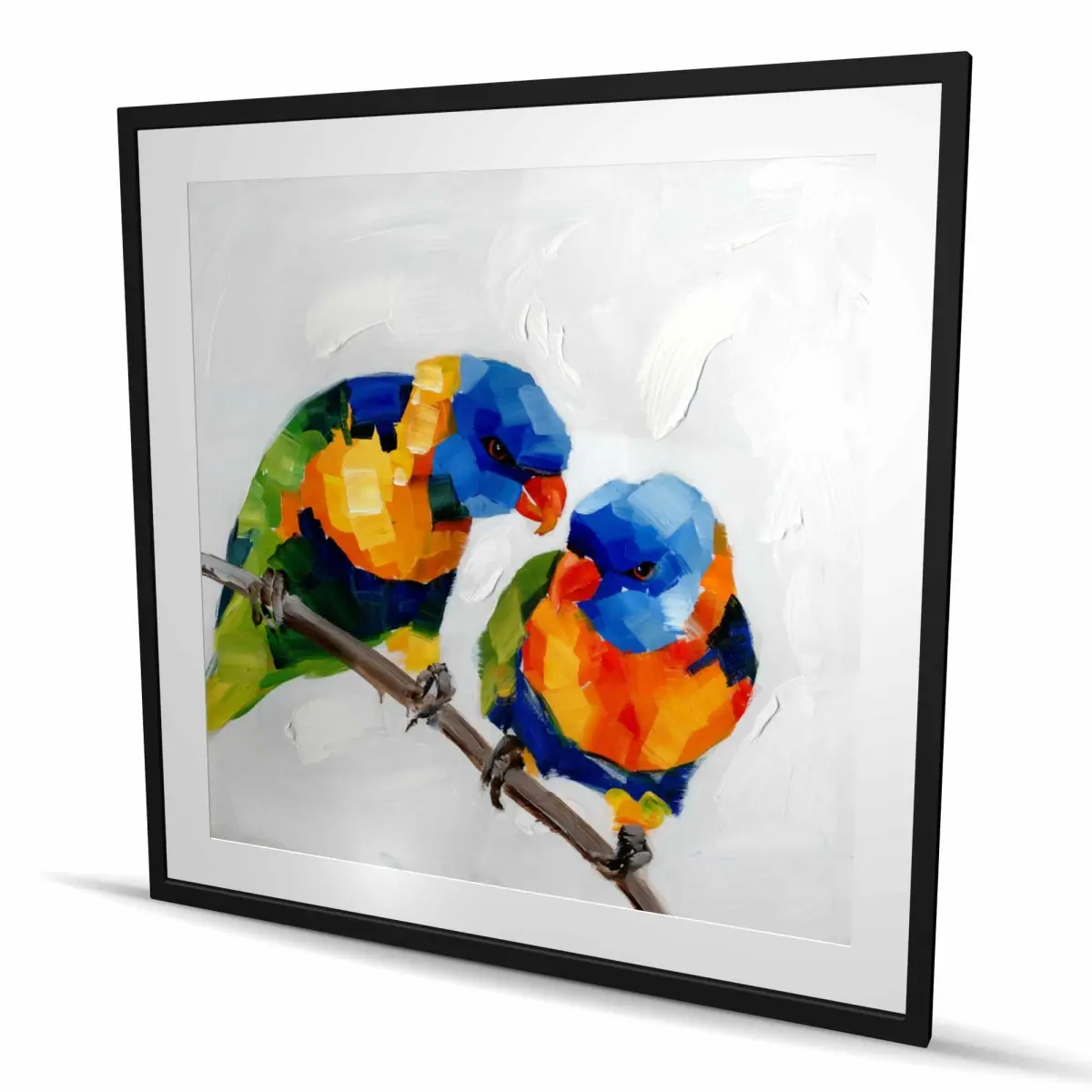 Begin Home Decor C1FM4848W7HTCI 48 x 48 in. Couple of Parrots - Exotic Animals Framed Print Wall Art - Home Decor