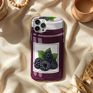 Blackberry Phone Case, Cute Jam Jar Foodie Snack-Core Aesthetic, Funny Fruit Phone Case Quirky Suitable for IPhone17 11 12 13 14 15 16 Pro Max Air Plus