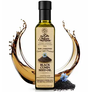 Black Cumin Seed Oil (Nigella Sativa) for Cooking · Raw · Unrefined · First Cold-Pressed at Temperatures Below 30°C · Pressed Only Once · Without Metal or Wood Contact · Small Batch · Handcrafted in USA · 100% Pure & Natural · Also Loved for Skin and Hair