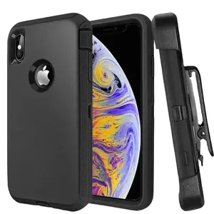 Rugged Defender Case Cover For Apple / iPhone XR / Shockproof Heavyduty Protection case With Belt Clip Phonecase Protector