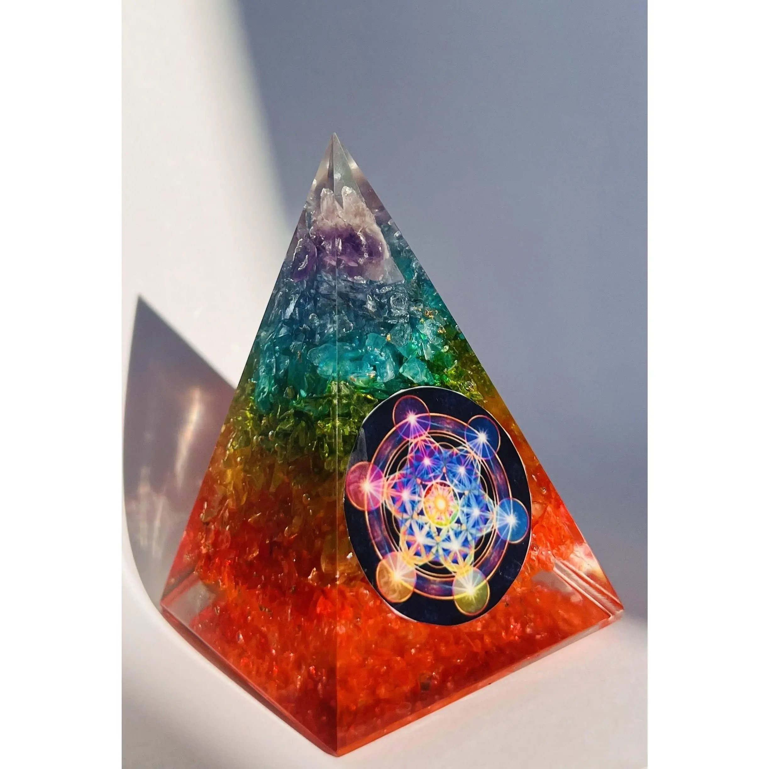 Chakra Bright Nubian Orgonite Pyramid, Home Decor Religious Ornament Energy Puller