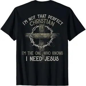 Men's Christian Slogan Graphic T-Shirt, Casual Short Sleeve Round Neck Top, Comfortable Breathable Menswear for Daily Wear, Tshirt