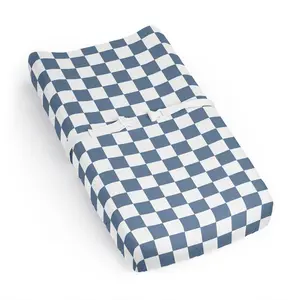 Sweet Jojo Designs Baby Changing Pad Cover Sheet (Blue Gingham Checkered Plaid) for Boys, Infant/Newborn Diaper Change Table Mat Covers (Vintage, Classic, Checkerboard, Geometric, Minimalist, Retro)