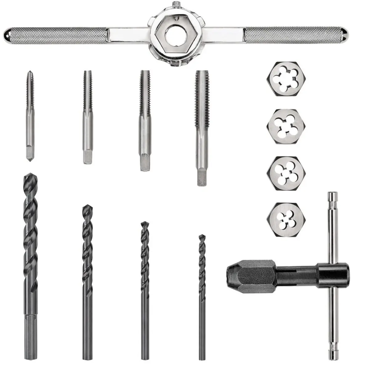 Dewalt 14-Piece Carbon Steel Fractional Tap & Large Hexagon Die Set - Metal Hand Tool Accessories for Thread Repair, 1.88 lbs, Patented Core, Long-Lasting, Precise Threading, 14 Pieces