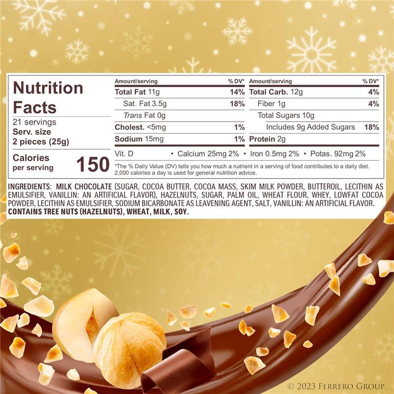 Ferrero Rocher, 48 Count, Premium Gourmet Milk Chocolate Hazelnut Holiday Gift Box, 21.2 Oz Snack Bonbon Dessert Creamy Ferrero Rocher