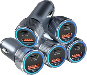 5 Pack USB C Car Charger, 36W Dual USB Car Adapter Fast Charge PD&QC 3.0 Cigarette Lighter USB Charger Compatible iPhone 15 14 13 12 11 Pro Max SE,iPad,Samung S24/S21/S20, Pixel(Grey)