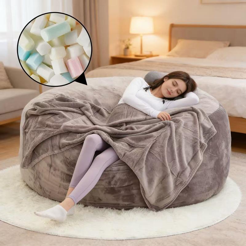 3FT/4FT/5'FT/Jumbo(with Filler) bean bag Lazy sofa beanbag Chair Ship Free High-Rebound Memory Foam Furniture Flannel Cover Removable