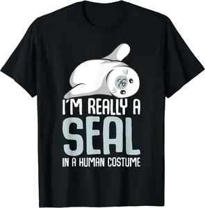 Seal Costume Sea Lion Seals Girls Boys Women T-Shirt, Cotton Tee, Full Size, Gift Tee, Top Womenswear