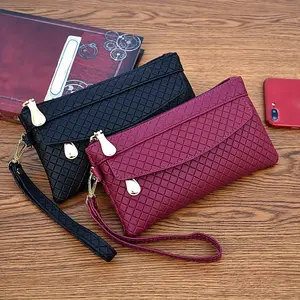 Women Argyle Quilted Clutch Bag Multi Zipper Wristlet Phone Coin Fashion Handbag